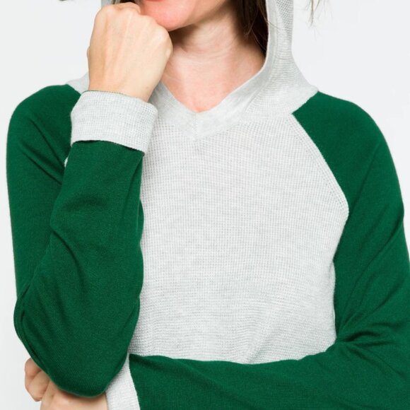 Green and Grey Raglan Spofford Hooded Sweater - Picture 2 of 3